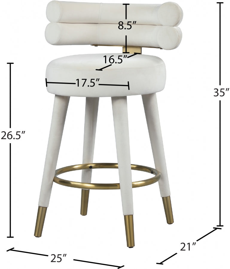 Tabouret de comptoir en velours Fitzroy