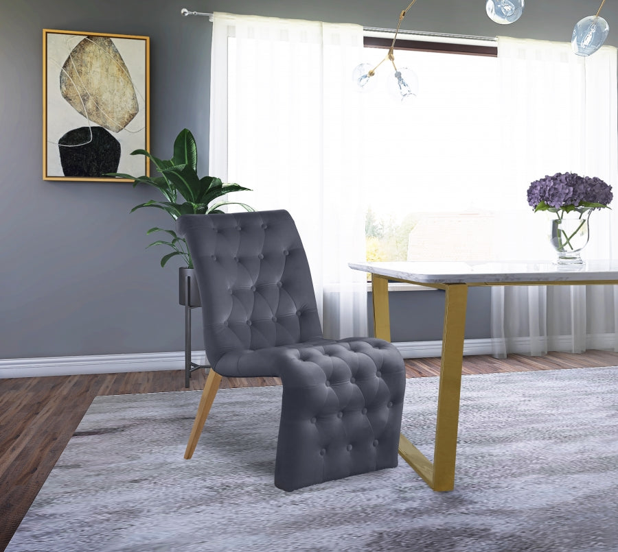 Chaise de salle à manger en velours Curve