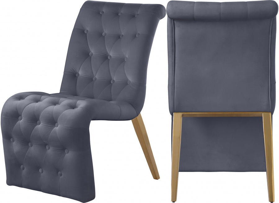 Chaise de salle à manger en velours Curve