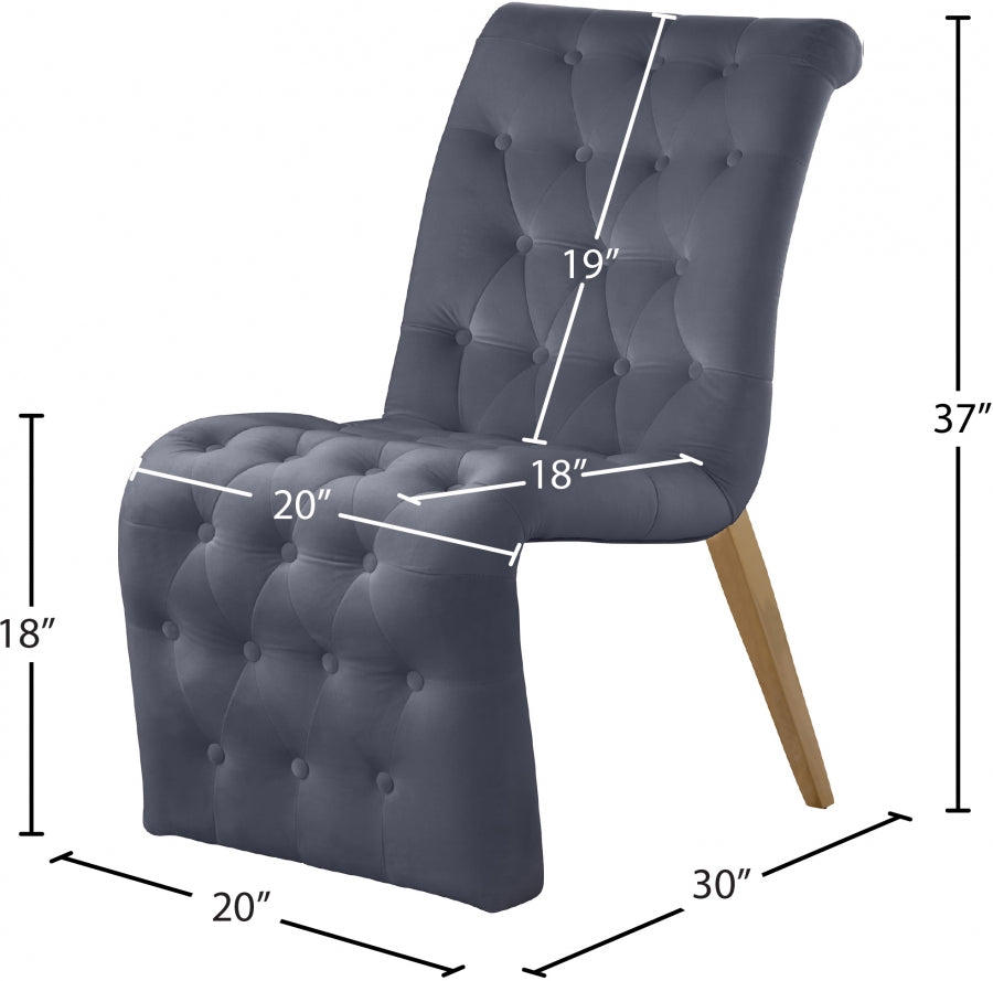 Chaise de salle à manger en velours Curve