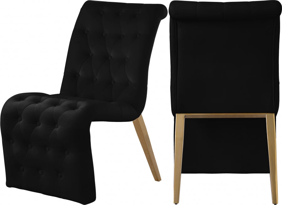 Chaise de salle à manger en velours Curve