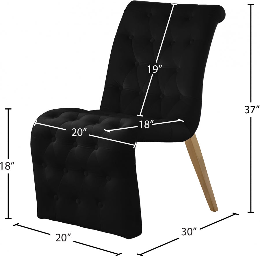 Chaise de salle à manger en velours Curve