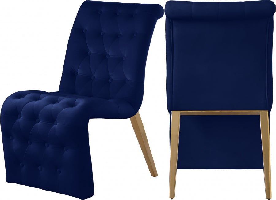 Chaise de salle à manger en velours Curve