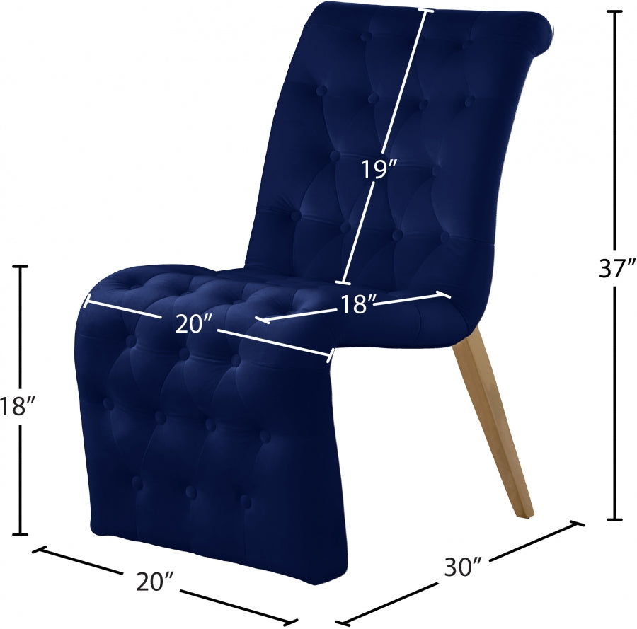 Chaise de salle à manger en velours Curve