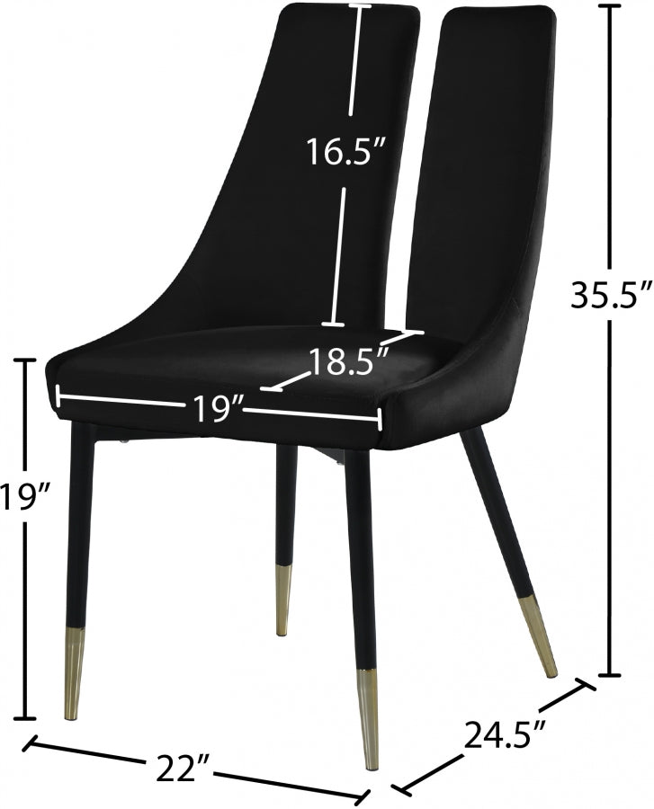Chaise de salle à manger élégante en velours