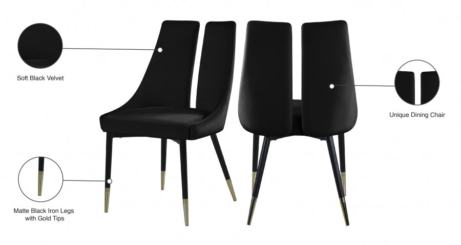 Chaise de salle à manger élégante en velours