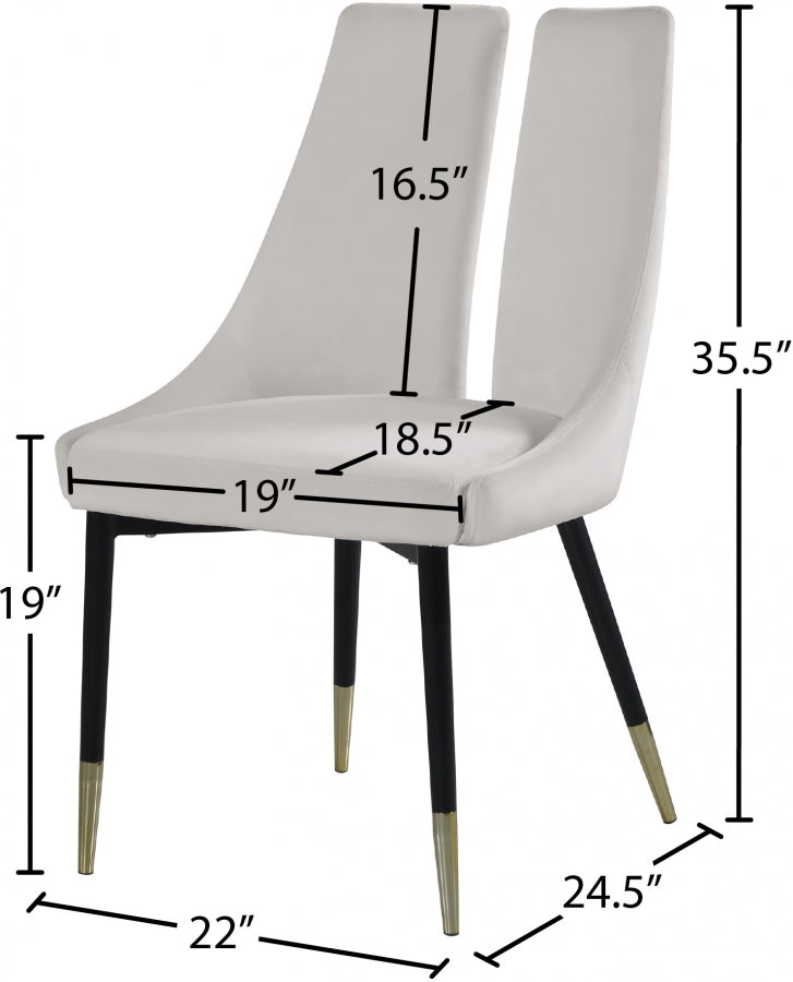 Chaise de salle à manger élégante en velours