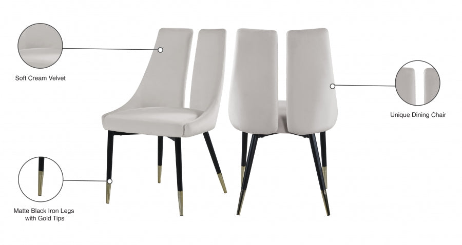 Chaise de salle à manger élégante en velours
