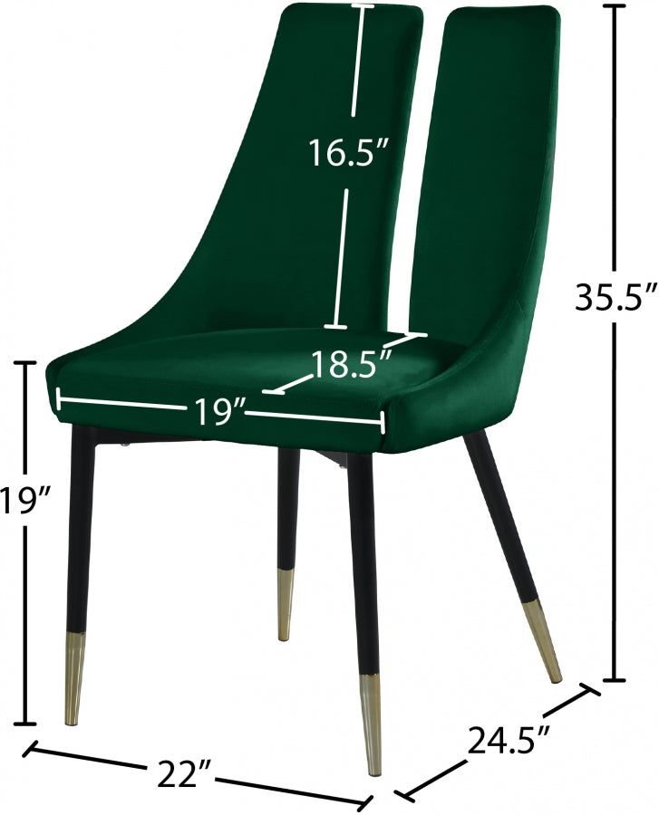 Chaise de salle à manger élégante en velours