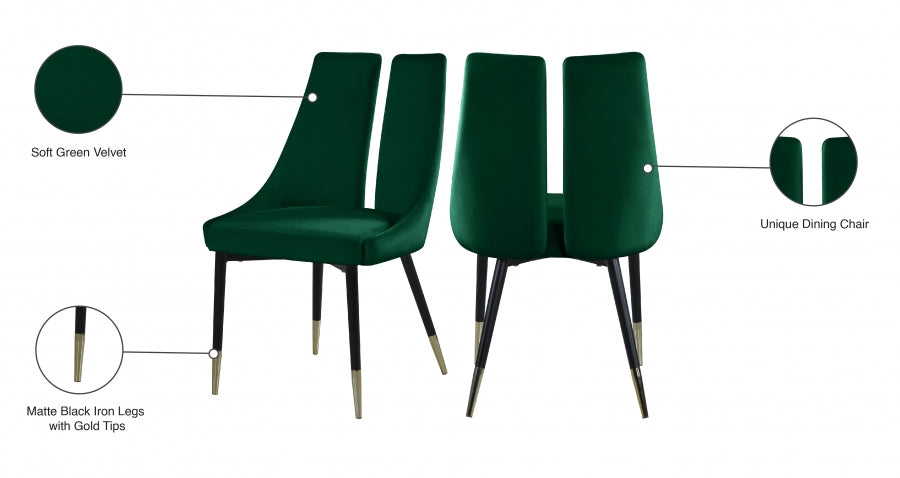 Chaise de salle à manger élégante en velours