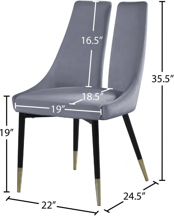 Chaise de salle à manger élégante en velours