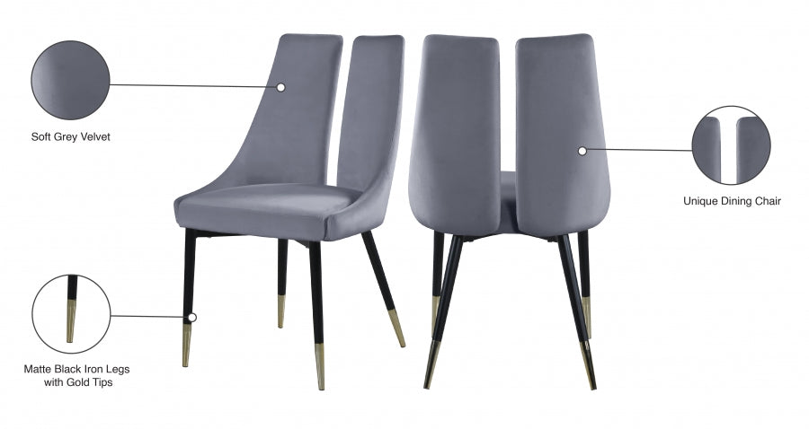 Chaise de salle à manger élégante en velours