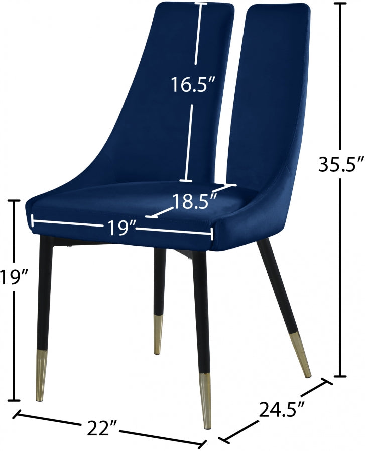 Chaise de salle à manger élégante en velours