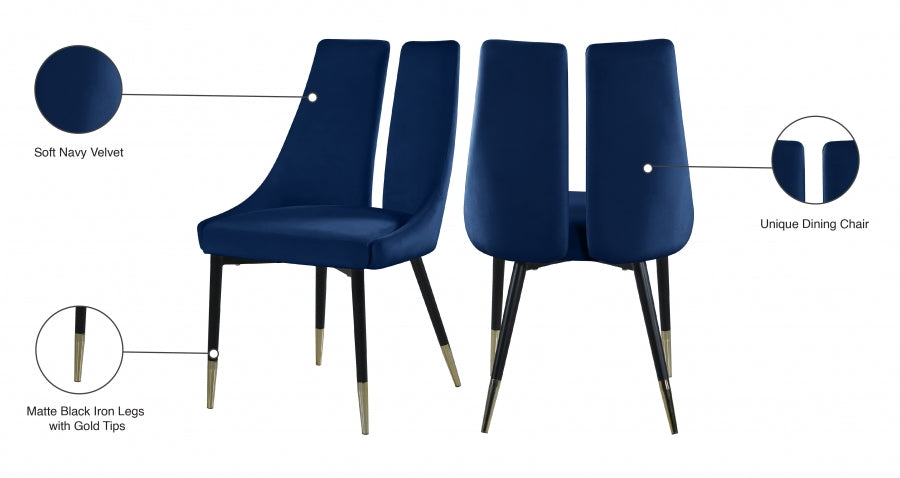 Chaise de salle à manger élégante en velours