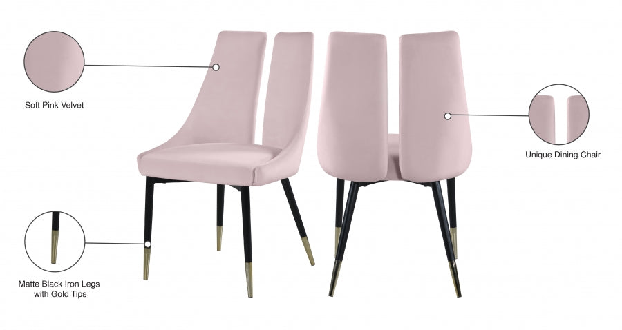 Chaise de salle à manger élégante en velours