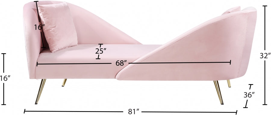 Chaise longue en velours Nolan