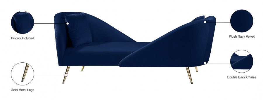 Chaise longue en velours Nolan