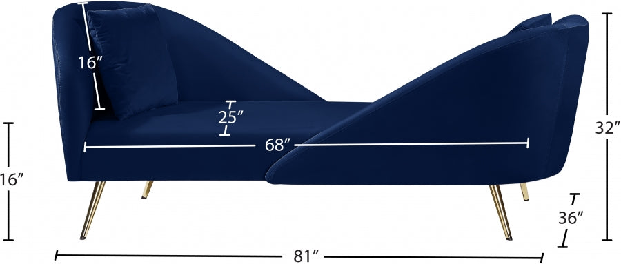 Chaise longue en velours Nolan