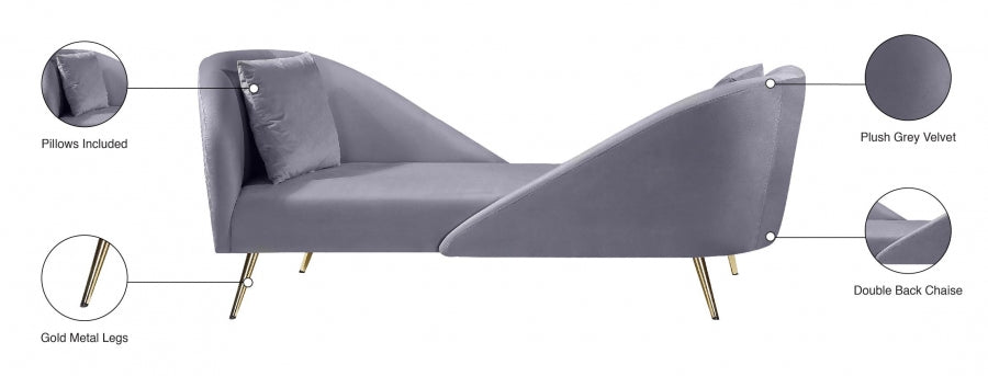 Chaise longue en velours Nolan