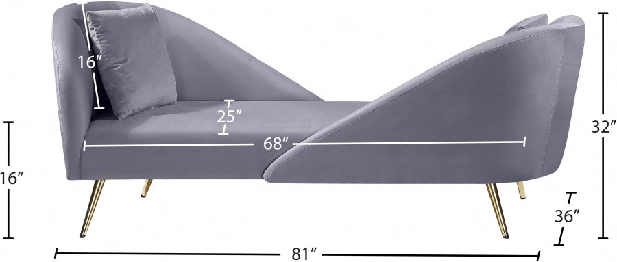 Chaise longue en velours Nolan