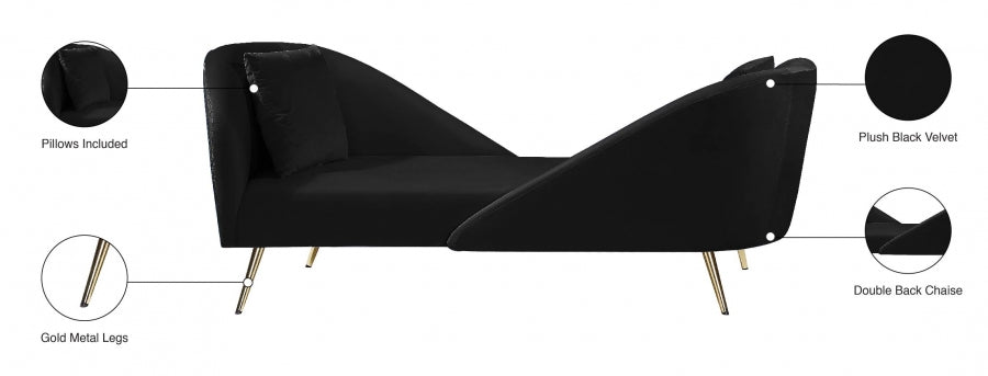 Chaise longue en velours Nolan