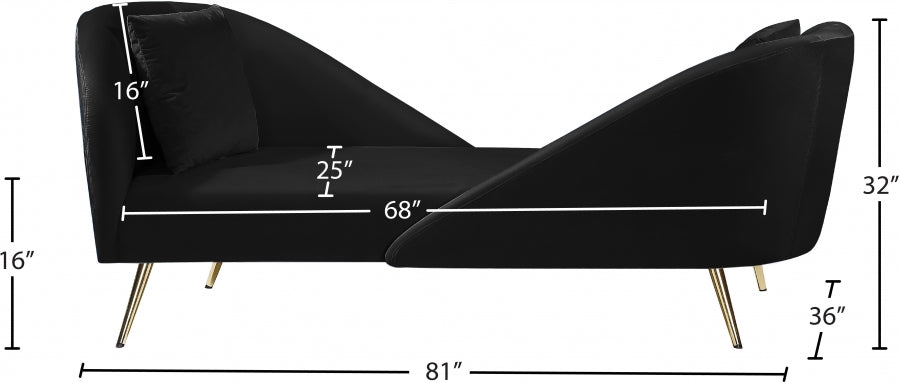 Chaise longue en velours Nolan