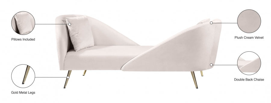 Chaise longue en velours Nolan