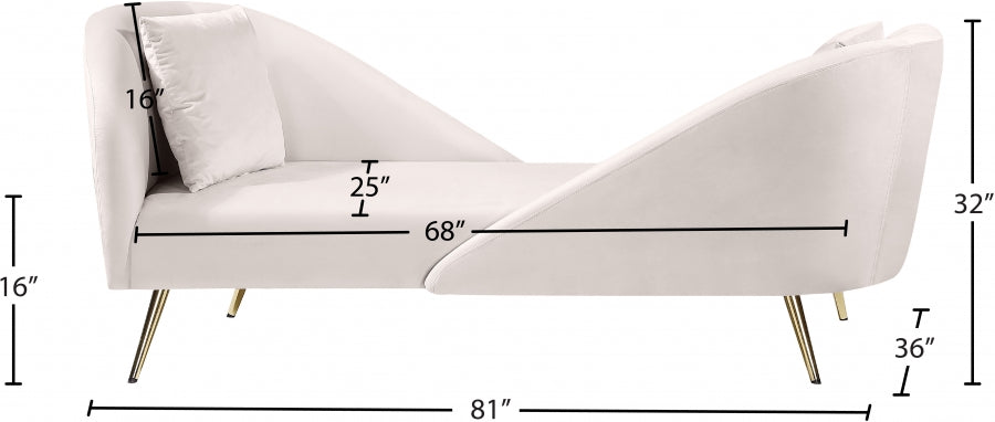 Chaise longue en velours Nolan