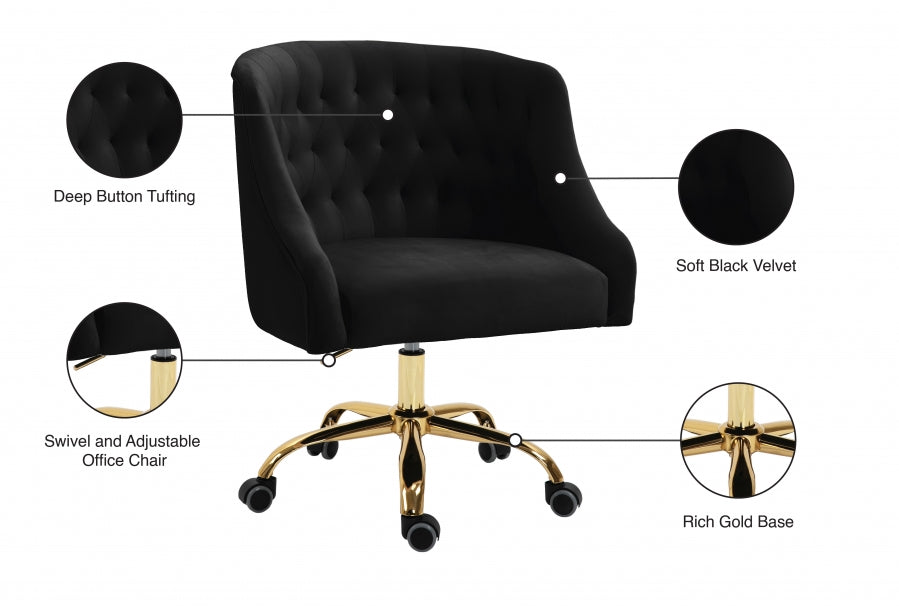Chaise de bureau en velours Arden