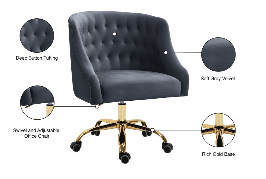 Chaise de bureau en velours Arden