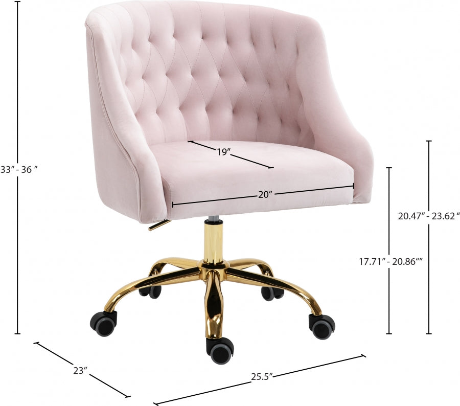 Chaise de bureau en velours Arden