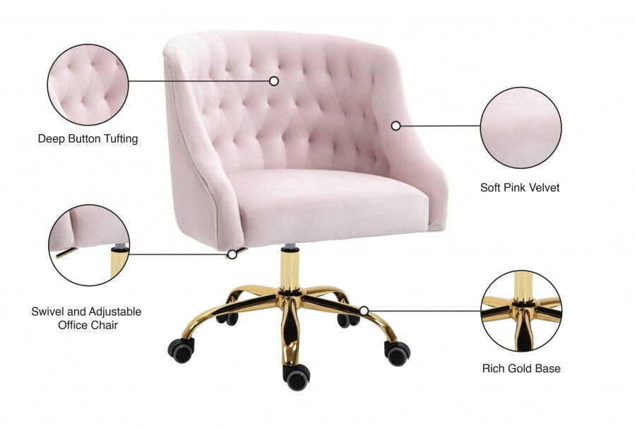 Chaise de bureau en velours Arden