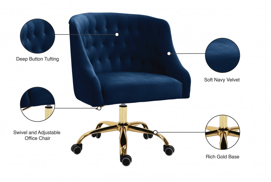 Chaise de bureau en velours Arden