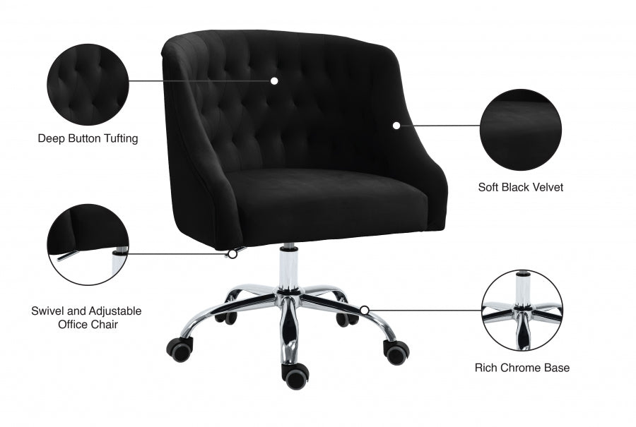Chaise de bureau en velours Arden