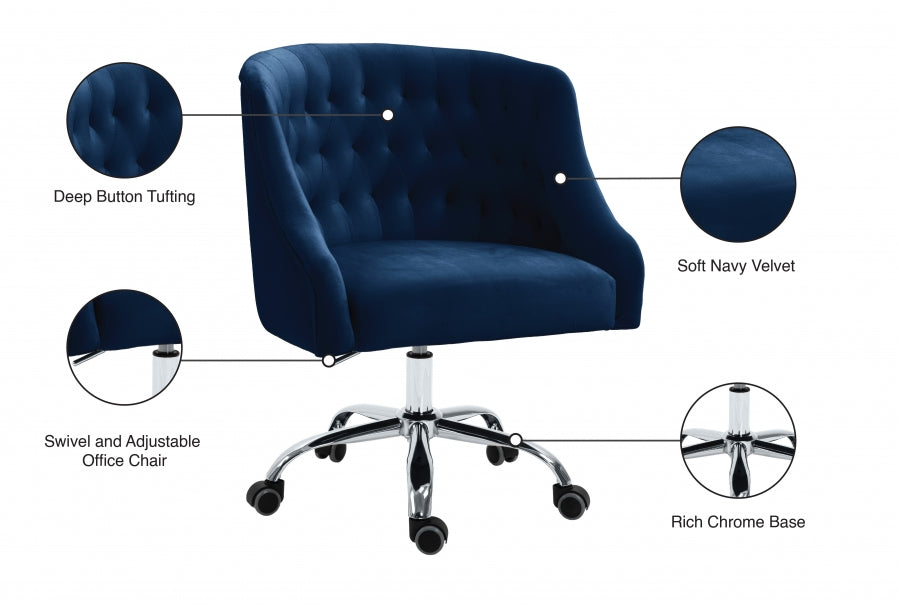 Chaise de bureau en velours Arden