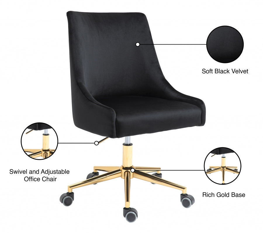 Chaise de bureau en velours Karina