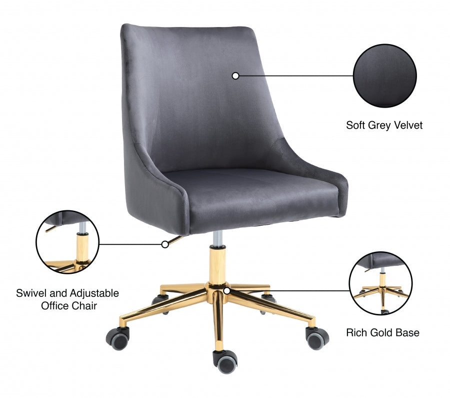 Chaise de bureau en velours Karina