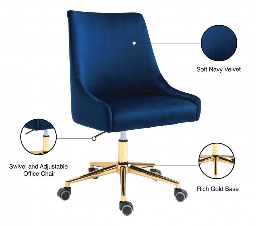 Chaise de bureau en velours Karina