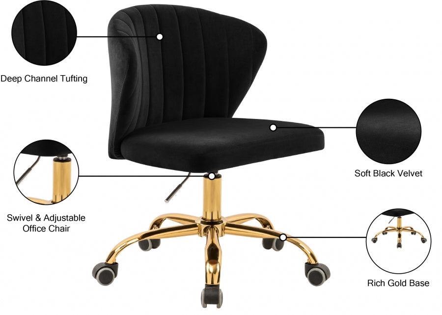 Chaise de bureau en velours Finley
