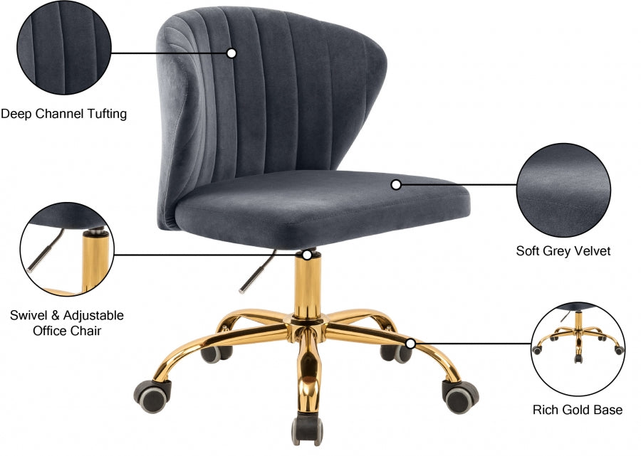 Chaise de bureau en velours Finley