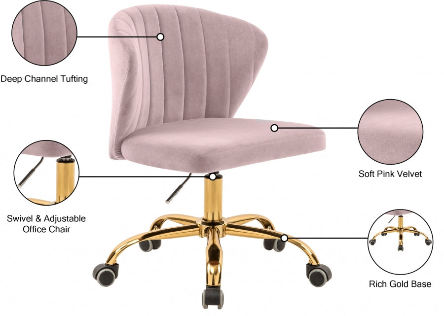 Chaise de bureau en velours Finley