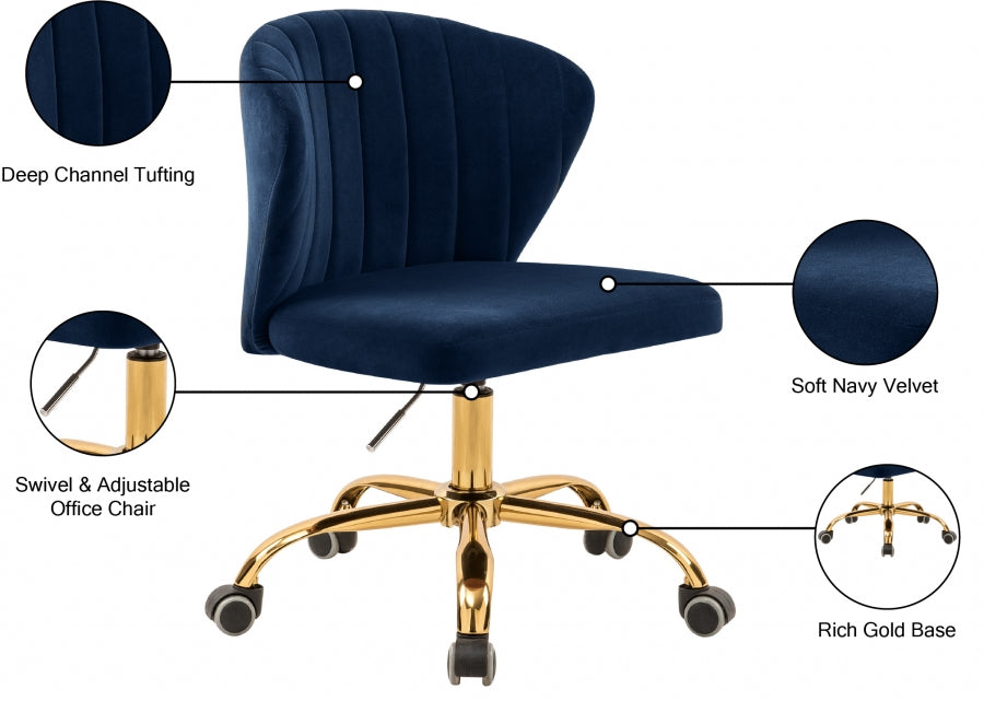 Chaise de bureau en velours Finley