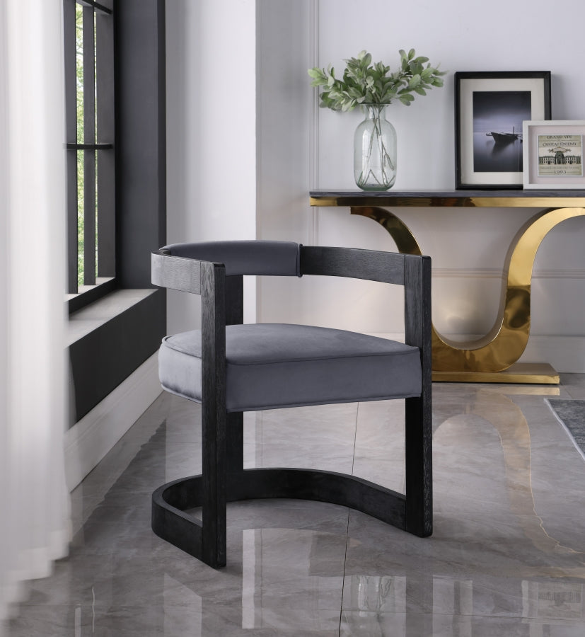 Chaise de salle à manger en velours Regency