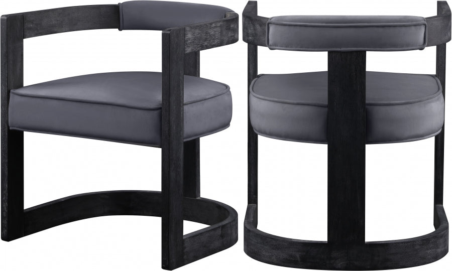 Chaise de salle à manger en velours Regency
