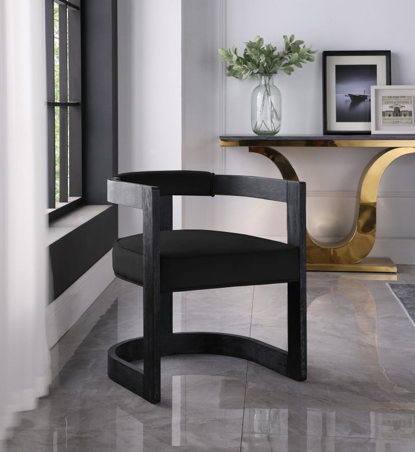 Chaise de salle à manger en velours Regency