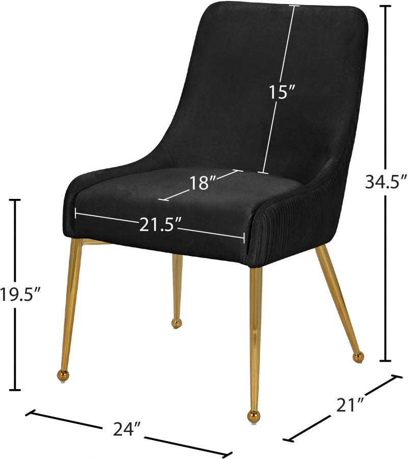 Chaise de salle à manger en velours Ace