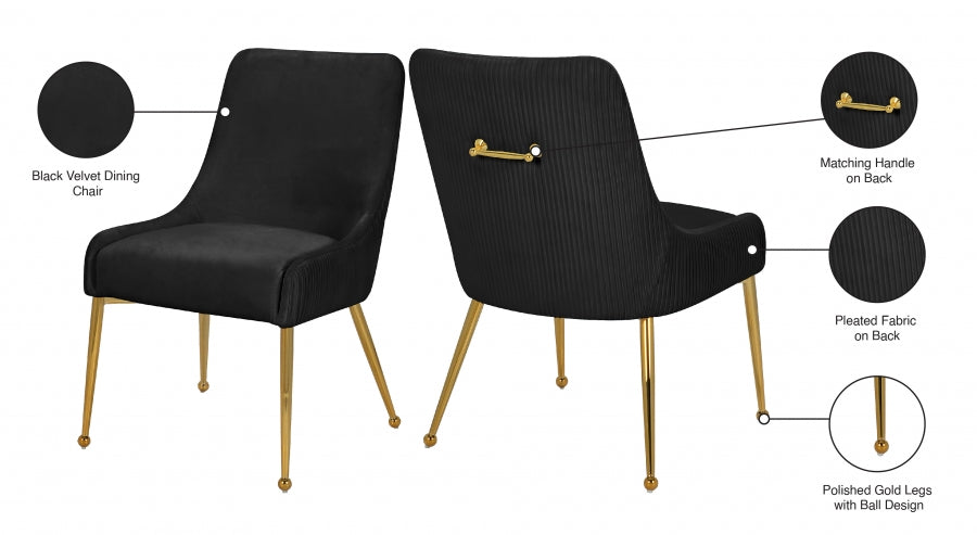 Chaise de salle à manger en velours Ace