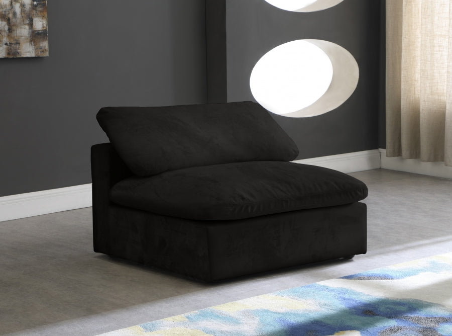 Chaise sans accoudoirs confortable rembourrée en fibre de velours Cosy Velvet