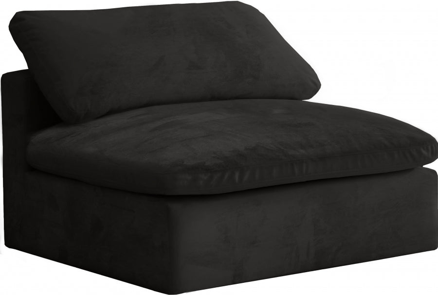 Chaise sans accoudoirs confortable rembourrée en fibre de velours Cosy Velvet