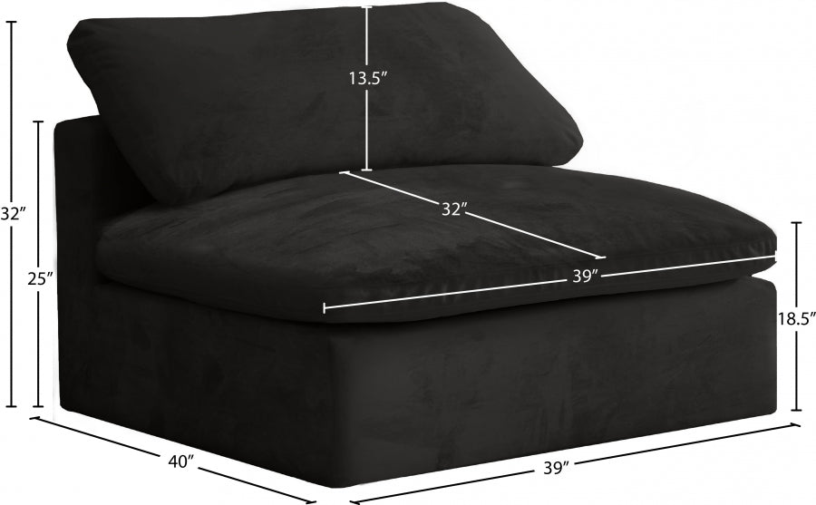 Chaise sans accoudoirs confortable rembourrée en fibre de velours Cosy Velvet